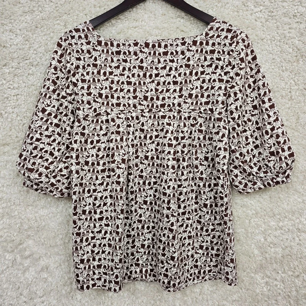 Lilly Pulitzer Top Women's Elephant Print Brown White Size 6 - Picture 10 of 14